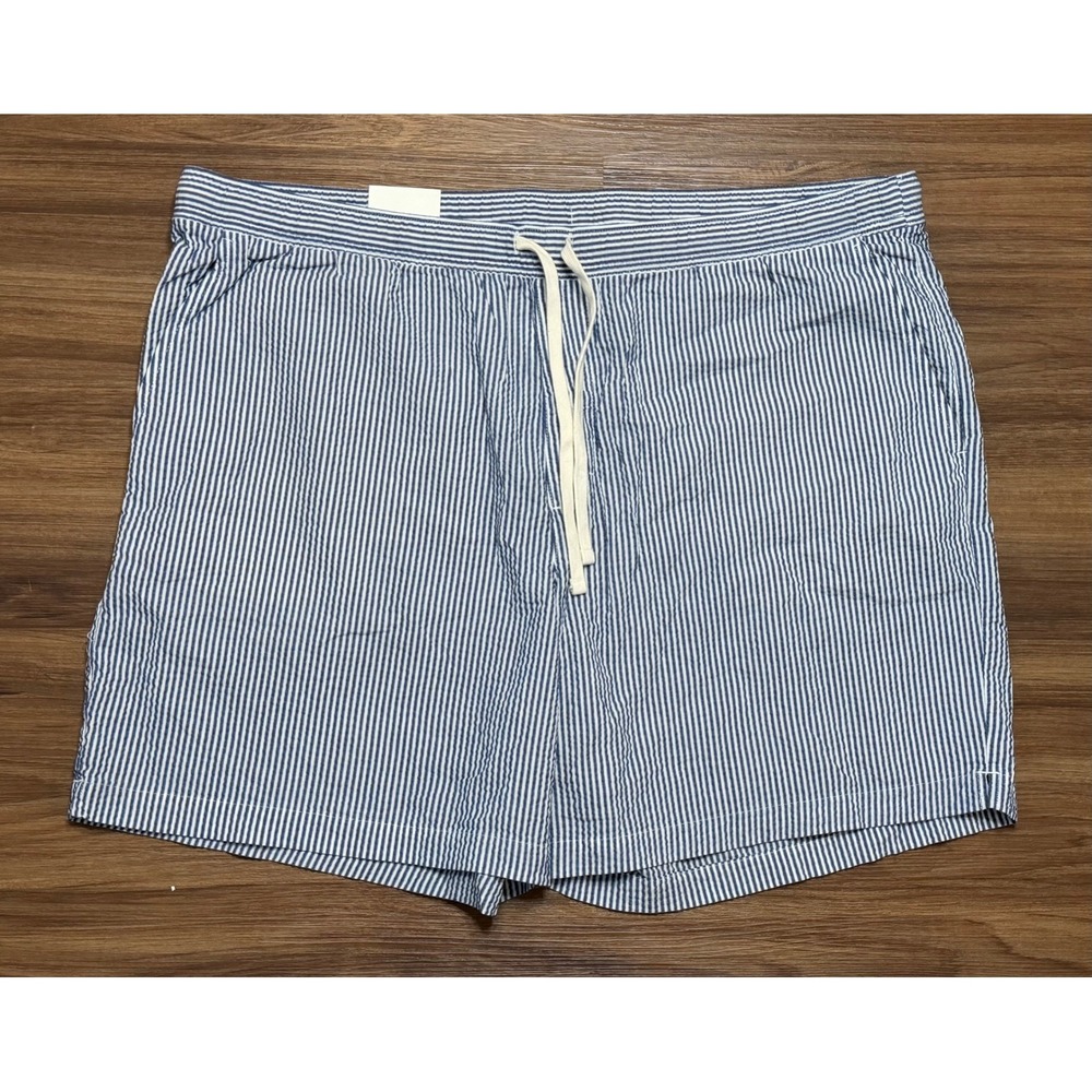 Banana Republic Deck 7" Short Mens Blue White Seersucker Cotton Sz 2XL